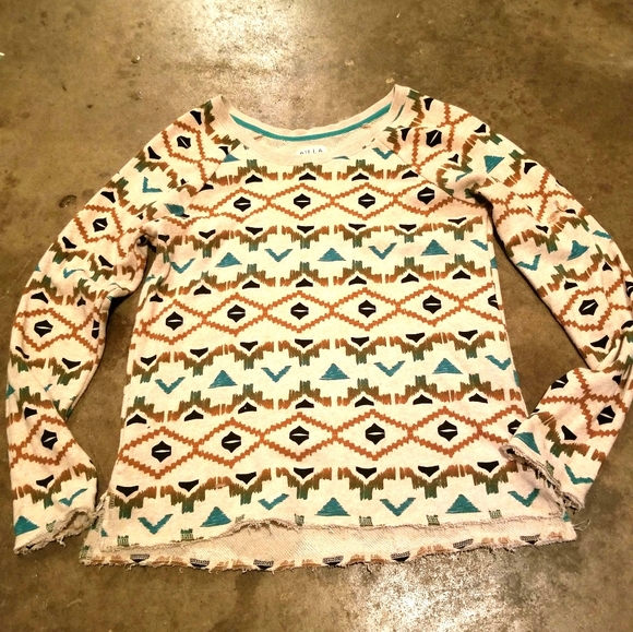Billabong Tops - Billabong Medium teal tan tribal print long sleeve